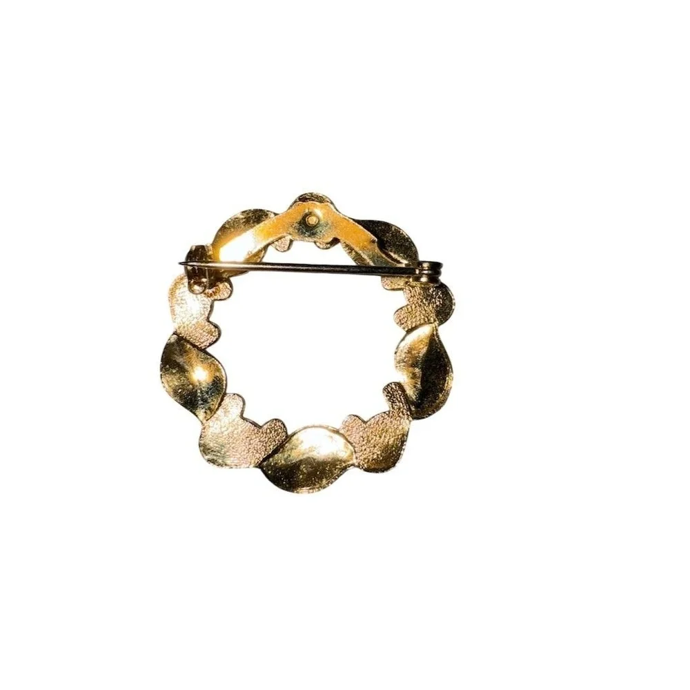 Napier‎ Vintage Gold-Tone Wreath Leaf Swirl Brooch Pin 1 3/8